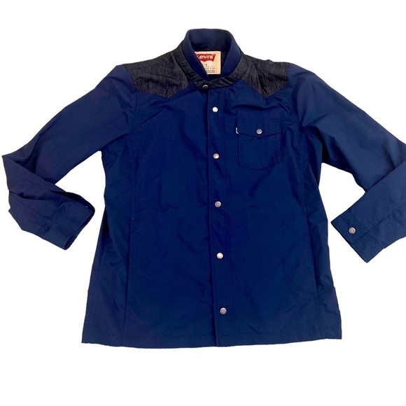 Vintage men’s Levi’s nylon dark denim lightweight shirt jacket shacket large - Picture 1 of 9